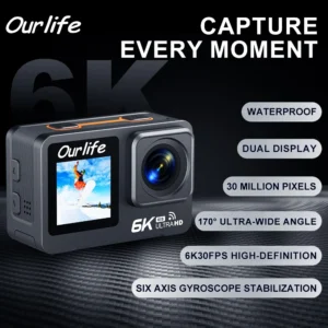 Ourlife MTR82 Action Camera 6K30fps 2 inches Touch Screen EIS 30M Waterproof 5X Zoom WIFI Camera With Remote Control Action Cam