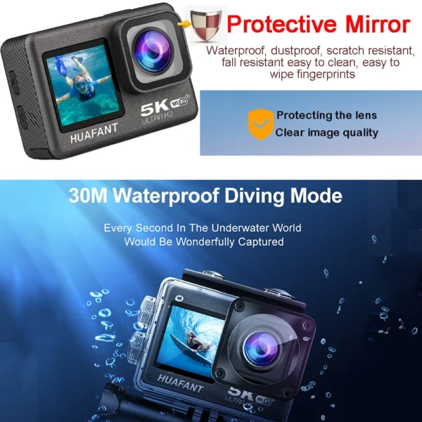 Action Camera G9SE 5K30FPS 4K60FPS 48MP 2.0 Touch LCD EIS Dual Screen Wi-Fi 170D DVR Webcam Waterproof 30M 5X Zoom Sports Camera - Image 2