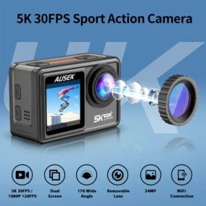 Ourlife Action Camera 5K30FPS 48MP EIS 2" IPS Dual Screen Optional 6 Filter Wireless Microphone WiFi Anti-shake Sport Cameras