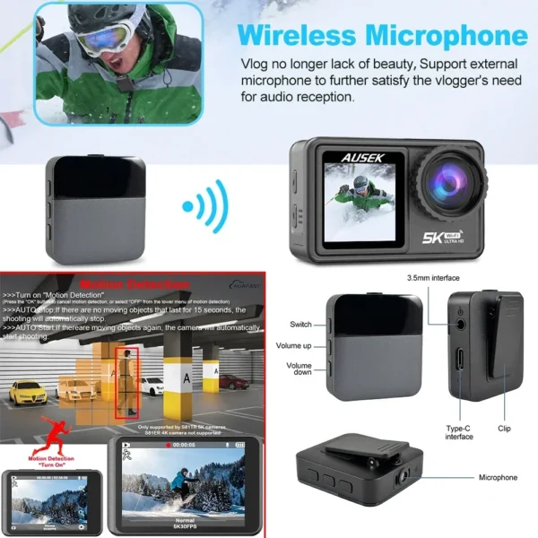 2" IPS Dual Screen Action Camera 5K 30FPS 4K 60FPS 48MP EIS Video With Optional Filter Lens 1080P Webcam Vlog WiFi Sports Cam - Image 2