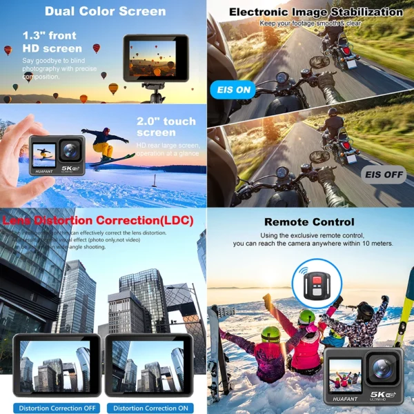 Action Camera G9SE 5K30FPS 4K60FPS 48MP 2.0 Touch LCD EIS Dual Screen Wi-Fi 170D DVR Webcam Waterproof 30M 5X Zoom Sports Camera - Image 4