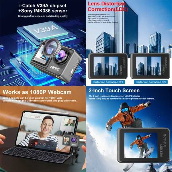 Action Camera 5K 30FPS 4K 60FPS 48MP EIS Video With 2" IPS Dual Screen Optional Filter Lens 1080P Webcam Vlog WiFi Sports Cam - Image 2