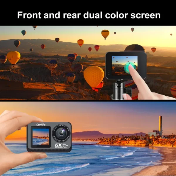 6K Action Camera 4K60FPS WiFi Anti-shake Dual Screen 170° Wide Angle 20m Bare Metal Waterproof Sport Camera with Remote Control - Image 6